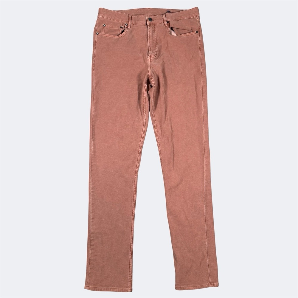 Faherty Stretch Terry 5-Pocket Pants Mens 34x33 Salmon Pink Straight Leg Casual